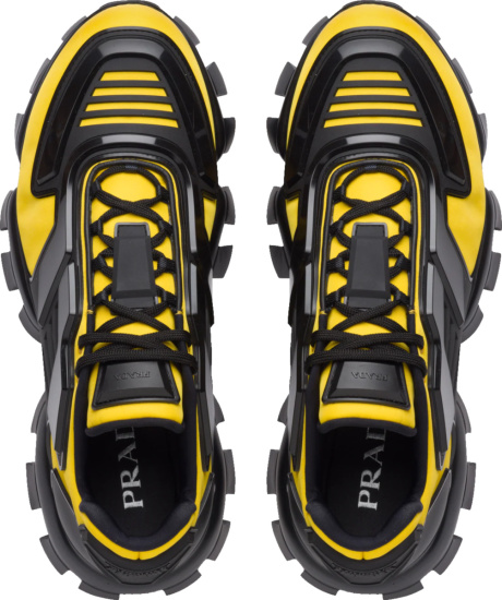 Prada Yellow & Black 'Cloudbust Thunder' Sneakers | INC STYLE