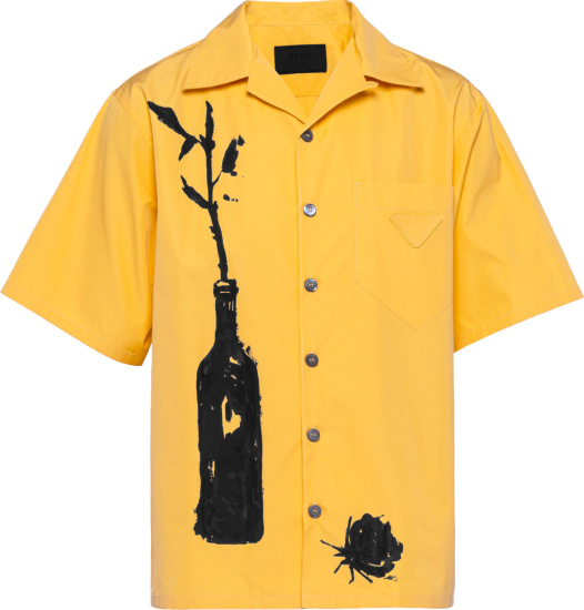 Prada Yellow And Black Vase Print Shirt Ucs414 12uc F065y S 221