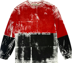 Primer Rebelde De America Red Black Split Logo Long Sleeve T Shirt