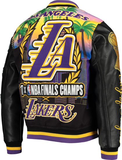 Pro Standard La Lakers Black Palm Tree Allover Leather Varsity Jacket