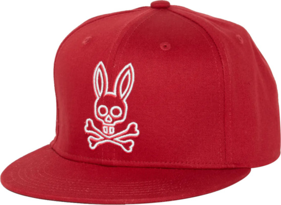 Psycho Bunny Red And White Logo Snapback Hat