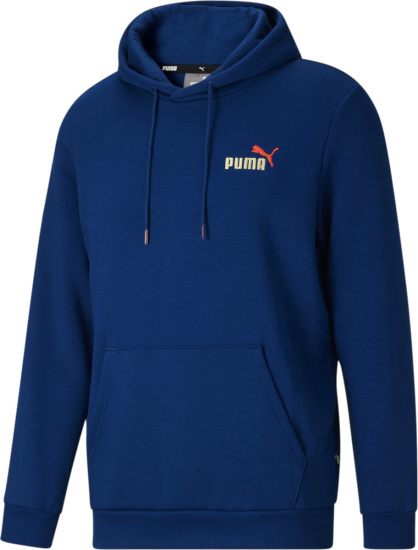 Puma Blazing Blue Logo Embroidered Essentials Hoodie