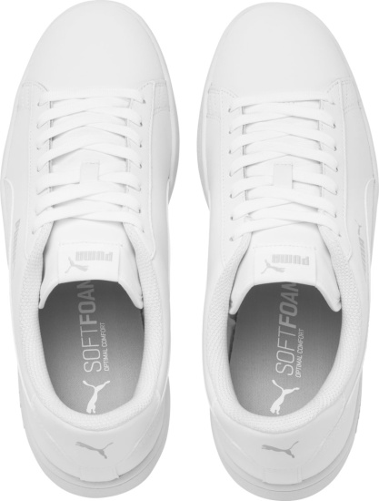 Puma White Leather Low Top Smash V2 Sneakers