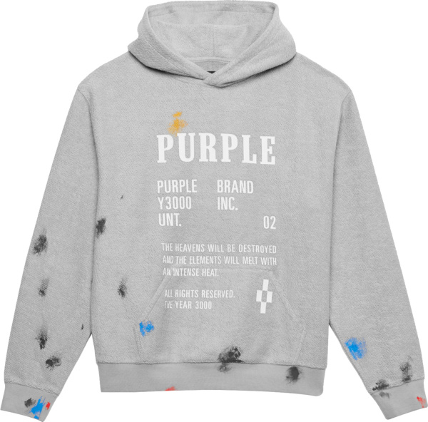 Purple Brand Grey Paint Splatter Logo Hoodie