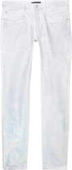 White Pearl Coated 'P001' Jeans