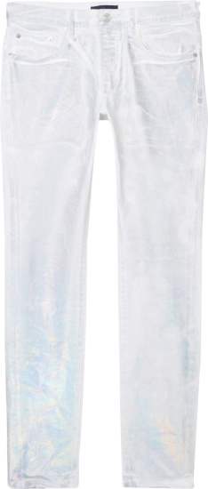 Purple Brand White Iridescent Pearl Coated Jeans