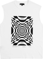 White Optical Illusion Sleeveless T-Shirt