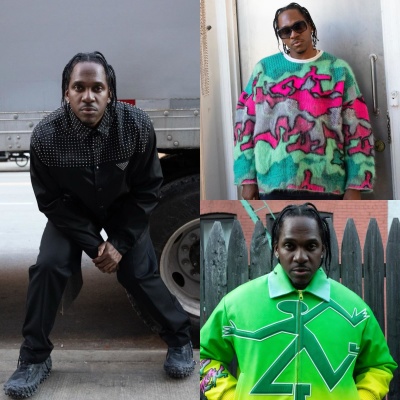 Pusha T Poses For Interview Mag In A Prada Jacket Balenciaga Sneakers Louis Vuitton Leather Bomber And A Loewe Sweater