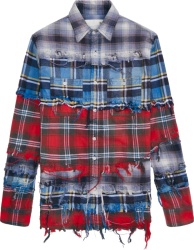 R13 Blue And Red Patchwork Pierced Shirt