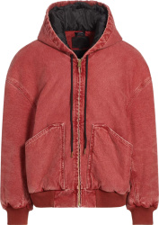 R13 Faded Red Hooded Workwear Jacket