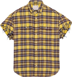 R13 Yellow Cut Off Flannel Short Sleeve Shirt