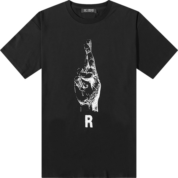 Raf Simons Black Fingers Crossed Print T Shirt