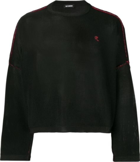Raf Simons Contrast Stitch Black Ribbed Sweater