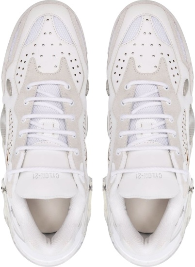 Raf Simons White Perforated Low Top Sneakers