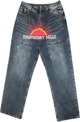 Raspberry Hills Blue Denim Sunset Print Jeans