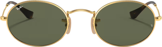 Ray Ban Gold Flat Oval Metal Sunglasses
