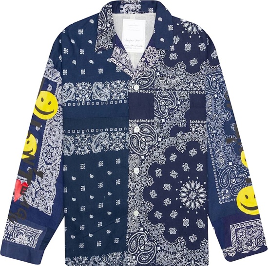 Readymade Blue Bandana Print Smiley Face Shirt