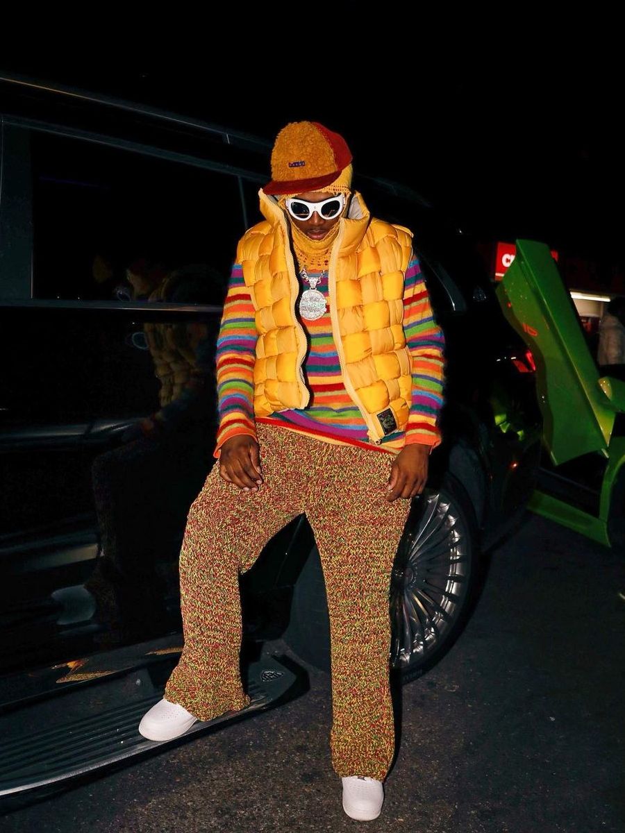 Real Boston Richey Wearing a Multicolor KAPITAL & Marni Outfit With Moncler Goggles