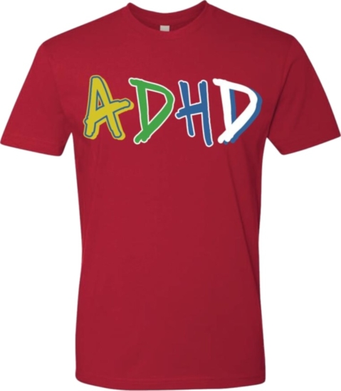 Red Adhd Print T Shirt