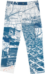 Renowned La White And Blue Views From Heaven Print Cargo Pants