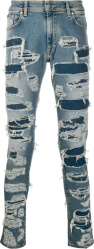 Blue Shredded Distressed Jeans