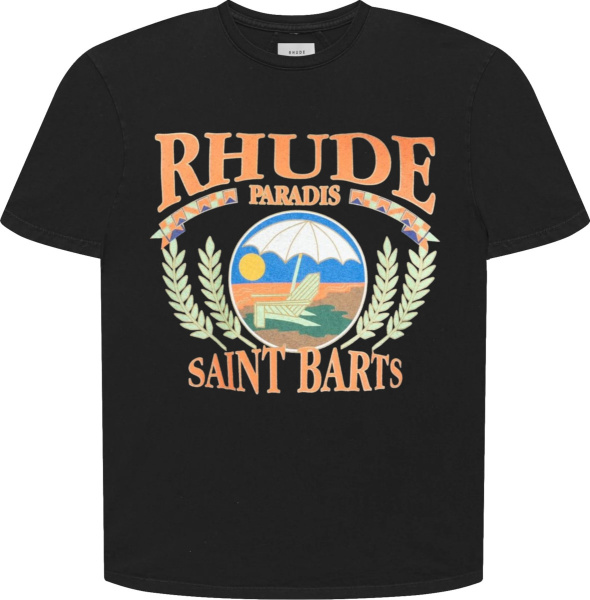 Rhude Black Saint Barts Beach Chair Logo T Shirt
