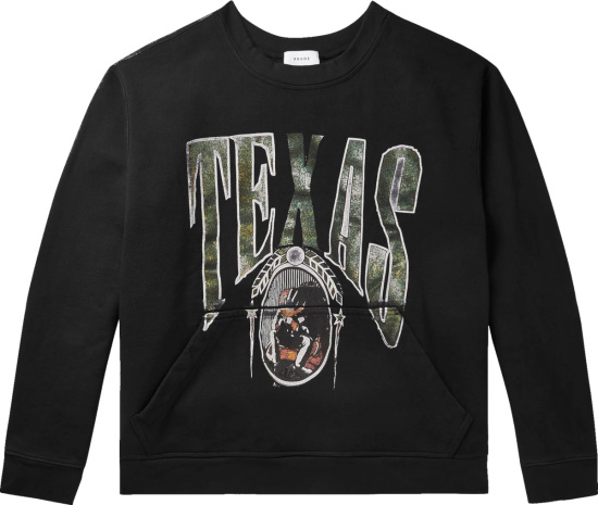 Rhude Black Texas Print Crewneck Sweatshirt