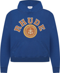 Rhude Blue And Brown Crest Casa Di Campo Hoodie