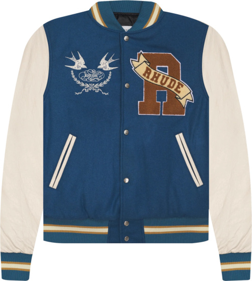 Rhude Blue And White Sparrow Varsity Jacket