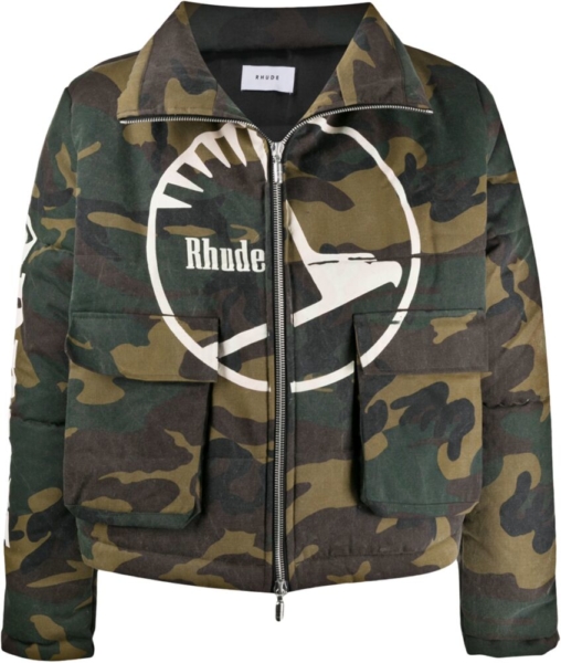 Rhude Camo Logo Print Jacket