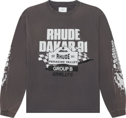 Rhude Dark Grey Dakar 91 Long Sleeve T Shirt