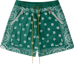Green Bandana Drawstring Shorts
