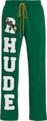 Rhude Green Varsity Logo Sweatpants