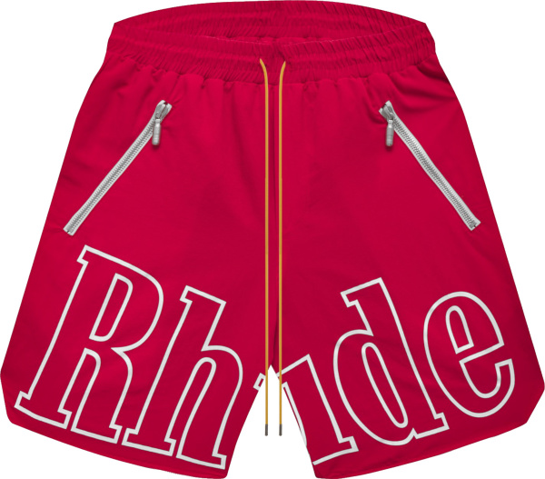 Rhude Red And White Front Logo Shorts
