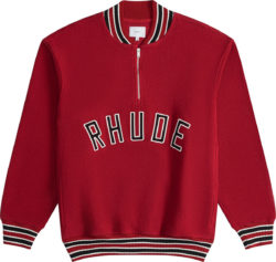 Rhude Red Quarter Zip Varsity Sweatshirt