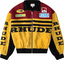 Rhude Red Yellow Black Colorblock Rally Jacket