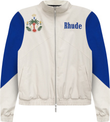 Rhude White And Blue Palm Tree Flight Jacket