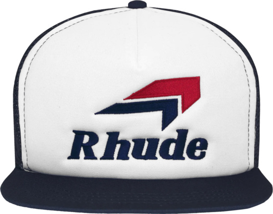 Rhude White And Navy Speedmark Hat