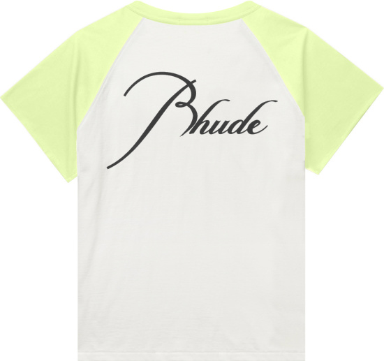 Rhude White And Neon Yellow Autograph T Shirt