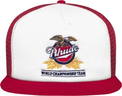 Rhude White And Red Eagle Logo Trucker Hat