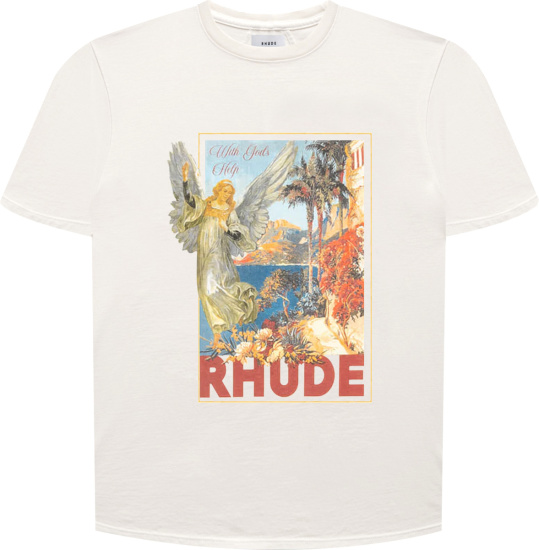 Rhude White Angel With Gods Help T Shirt