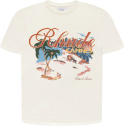 Rhude White Cannes Beach Logo Print T Shirt
