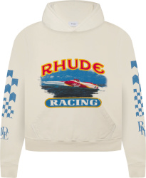 Rhude White Cigarette Racing Boat Logo Print Hoodie