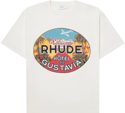 Rhude White Hotel De Gustavia Logo T Shirt
