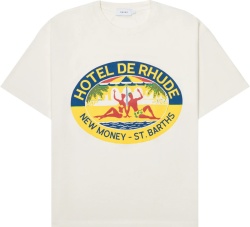 Rhude White Hotel De Rhude Logo Print T Shirt