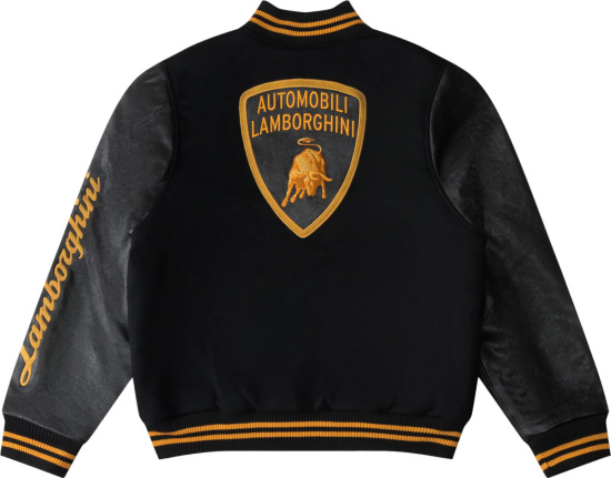 Rhude X Lamborghini Black Logo Varsity Jacket