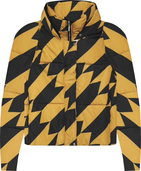Rhude Yellow And Black Chevron Puffer Jacket