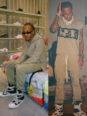 Rich The Kid Wearing Chrome Hearts Sunglasses Padded Jacket Pants And Penta Lace Sneakers