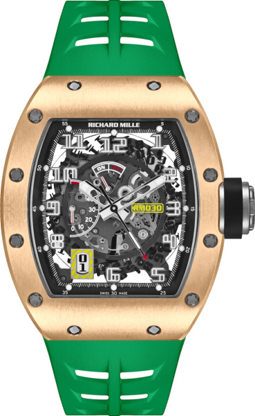 Richard Mille Rm 030 Rose Gold And Green Band