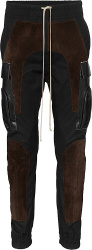 Rick Owens Black And Brown Suede Panel Cargo Jogging Pants
